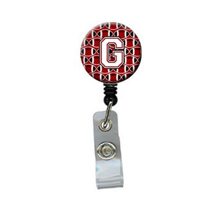 CAROLINES TREASURES Letter G Football Cardinal and White Retractable Badge Reel CJ1082-GBR